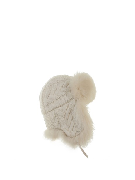 Aviator hat in pure cashmere with braids