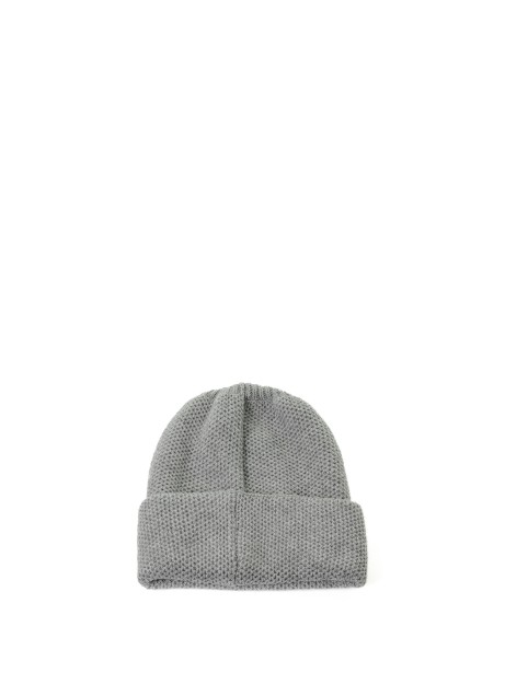 Pure cashmere honeycomb hat with double turn-up