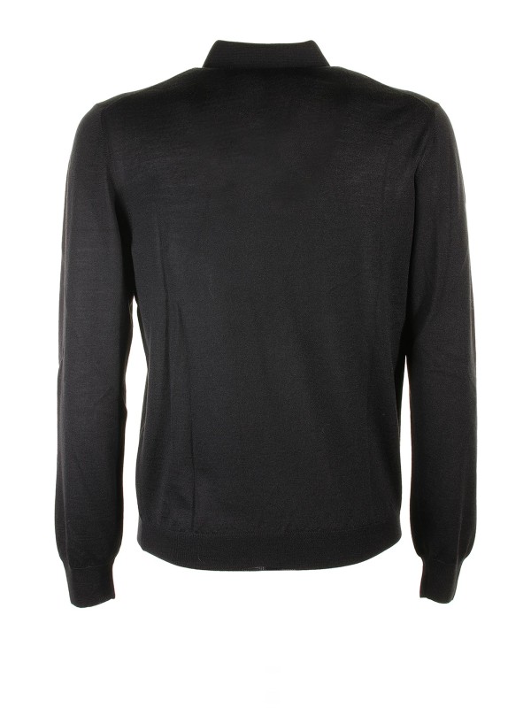 Maglia Polo nera con tre bottoni