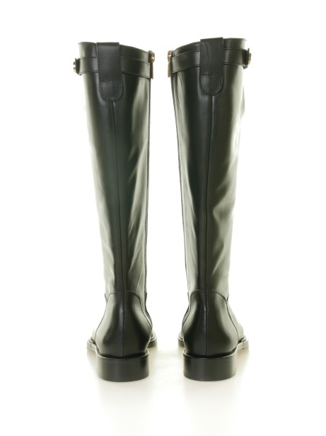 Black leather boot with zip