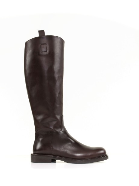 Leather boot with half zip