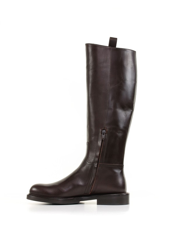 Stivale in pelle con mezza zip