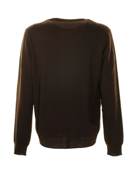 Brown crew neck sweater in wool 2