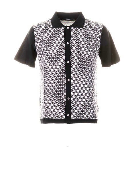 Patterned short-sleeved polo shirt with buttons