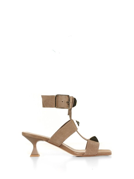 Suede sandal with studs detail