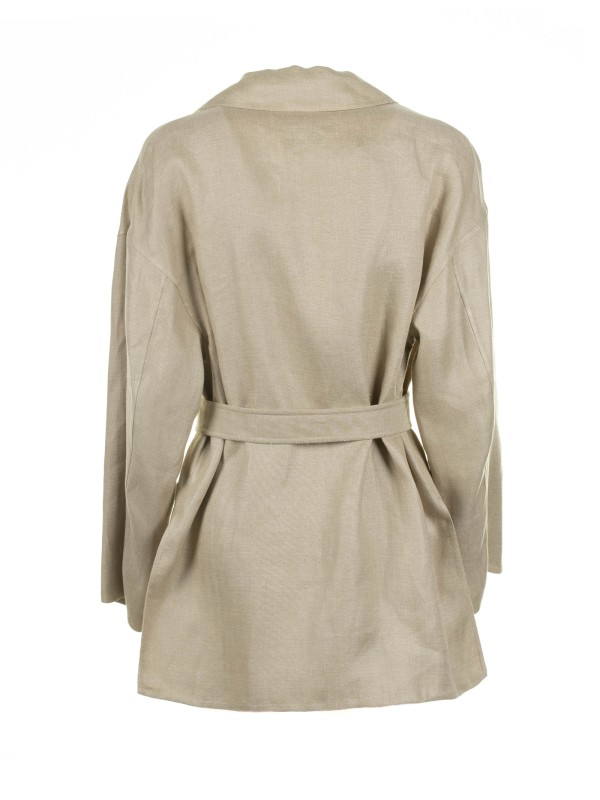Beige linen jacket with belt