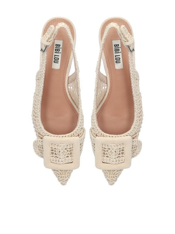 Chanel slingback in beige macramé
