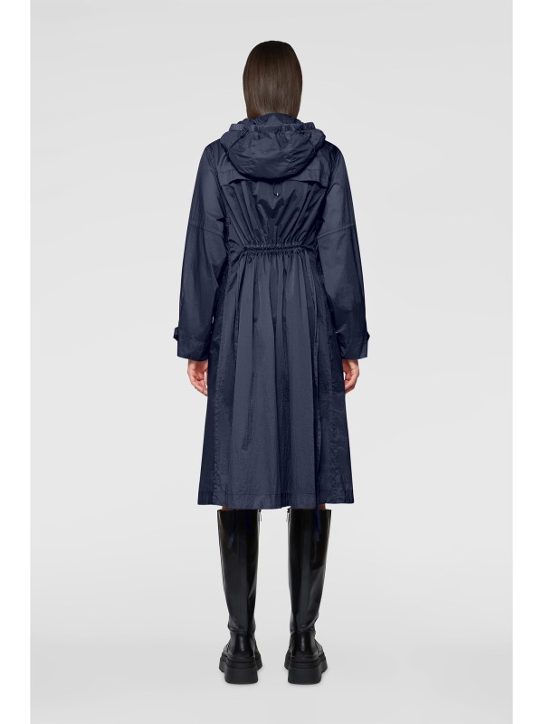 Parka lungo blu navy con cappuccio